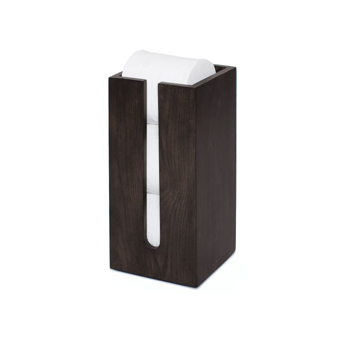 Mezza Dark Oak Toilet Roll Storage Box NotJustTaps.co.uk